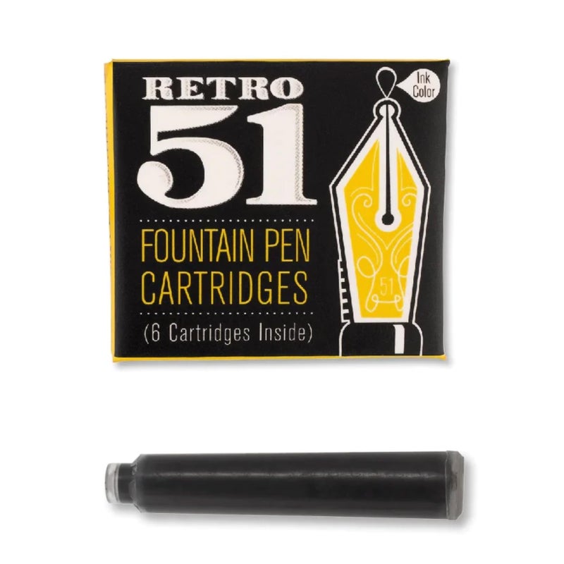 Retro 1951 إعادة تعبئة قلم الحبر Retro 51 Tornado - خراطيش حبر سوداء، 6-pack - تدفق متسق، مقاوم للتلطيخ، كتابة فاخرة - Image 3
